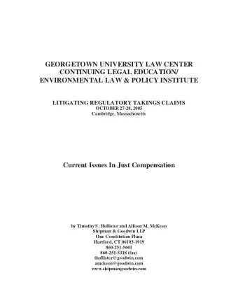 GEORGETOWN UNIVERSITY LAW CENTER  CONTINUING LEGAL EDUCATION/  ENVIRONMENTAL LAW &amp; POLICY