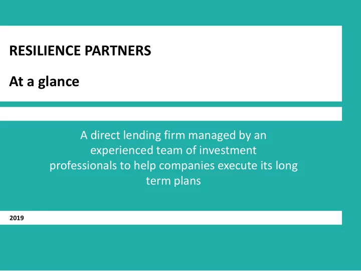 resilience partners