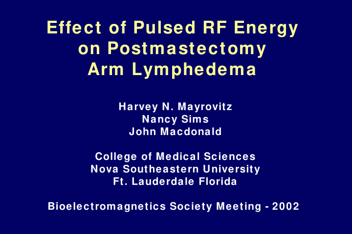effect of pulsed rf energy on postmastectomy arm