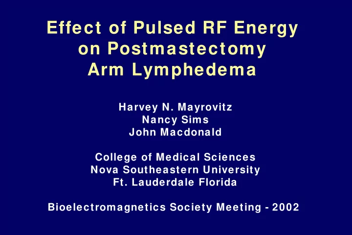 effect of pulsed rf energy on postmastectomy arm