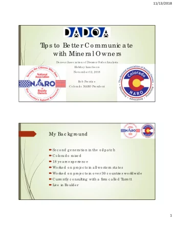T  ips to  Be tte r Co mmunic a te  with Mine ra l Owne rs  De nve r Asso c ia tio n o f Divisio n