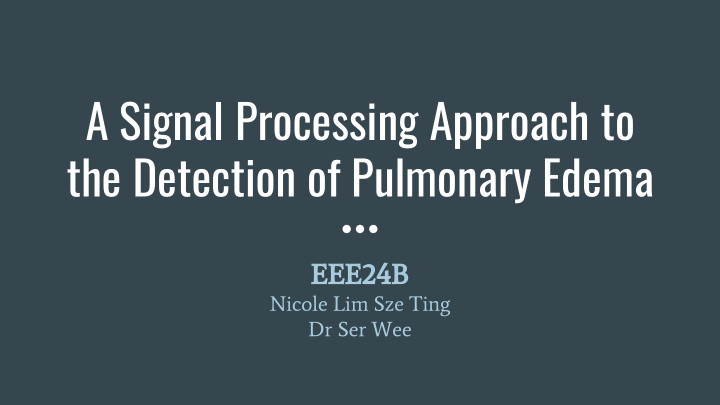 a signal processing approach to the detection of