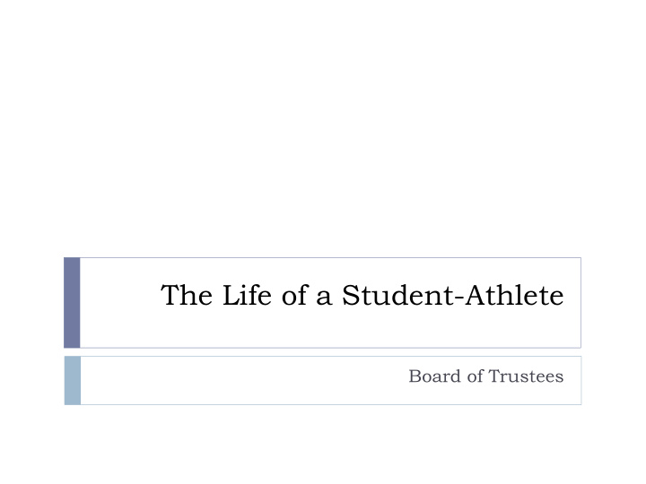 the life of a student athlete
