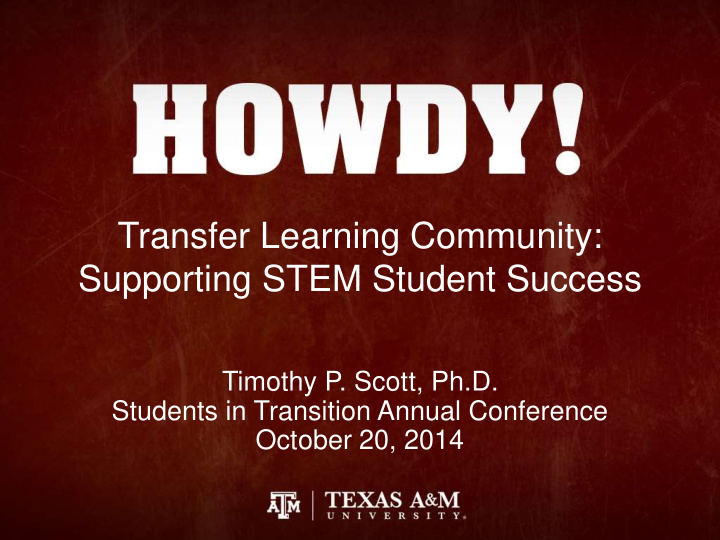 transfer learning community supporting stem student