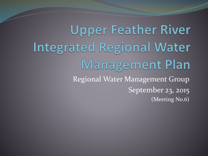 regional water management group september 23 2015