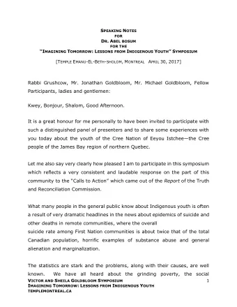 Rabbi Grushcow, Mr. Jonathan Goldbloom, Mr. Michael Goldbloom, Fellow  Participants, ladies and