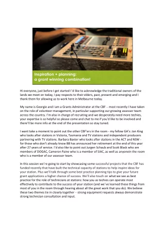 a grant winning combination! Hi everyone, just before I get started I  d like to acknowledge the