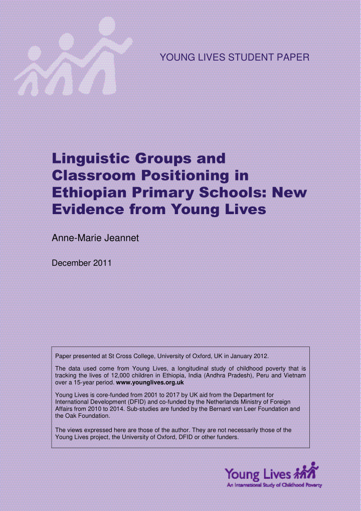 linguistic groups and classroom positioning in ethiopian