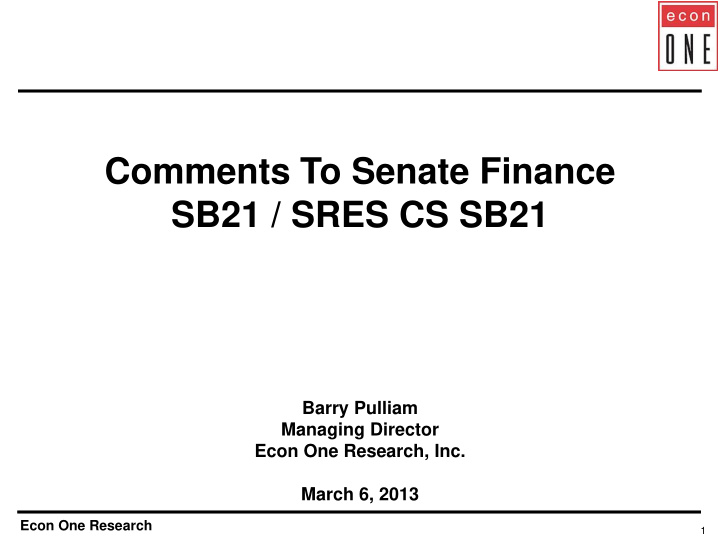 comments to senate finance sb21 sres cs sb21