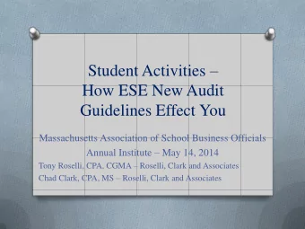 Student Activities   How ESE New Audit  Guidelines Effect You  Massachusetts Association of