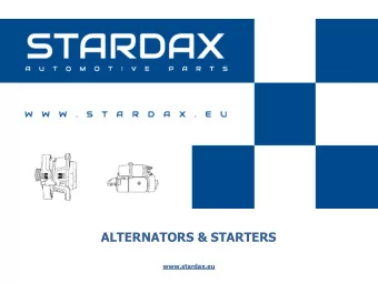 ALTERNATORS &amp; STARTERS  www.stardax.eu  YOUR MOVE OUR ENERGY  www.stardax.eu  BRAND NEW