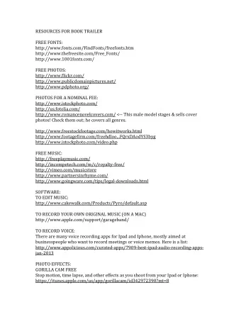 RESOURCES  FOR  BOOK  TRAILER        FREE  FONTS: