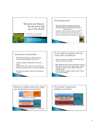 1  2 volunteer departments per institution per  As expected, quantitative reasoning in  year