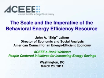The Scale and the Imperative of the  The Scale and the Imperative of the  Behavioral Energy