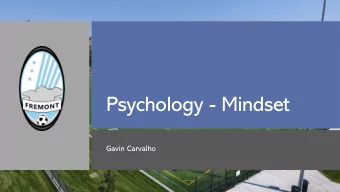 Psychology - Mindset  Gavin Carvalho  What is a mindset? What does  Self-belief and Action