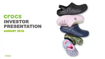 PRE  PRESE  SENT  NTATIO  TION  AUG  UGUST  UST 2018  2018  FORWARD-LOOKING STATEMENT  Some