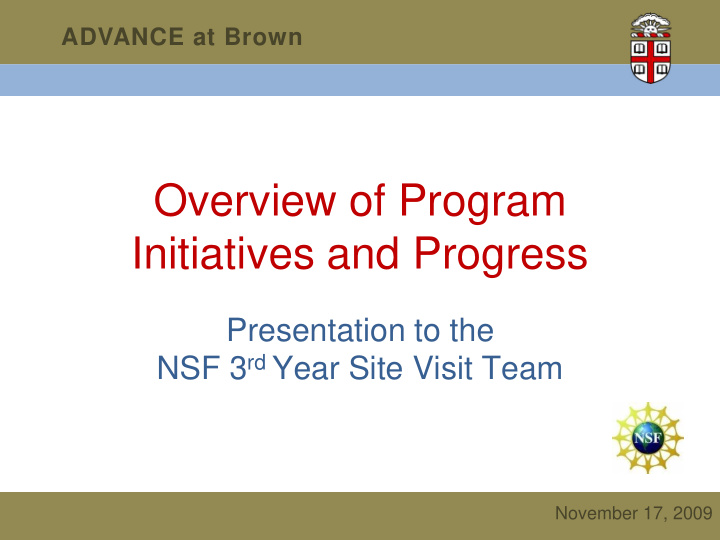 overview of program initiatives and progress