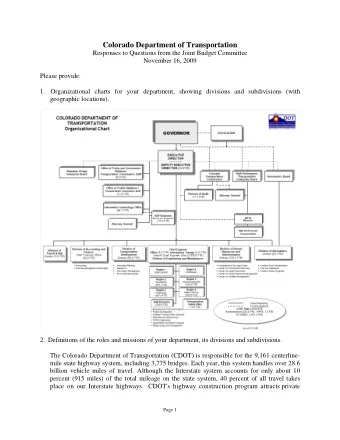 Colorado Department of Transportation  Responses to Questions from the Joint Budget Committee