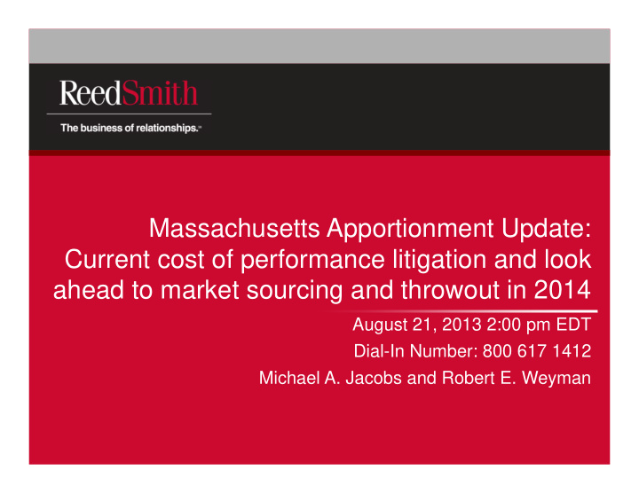 massachusetts apportionment update current cost of