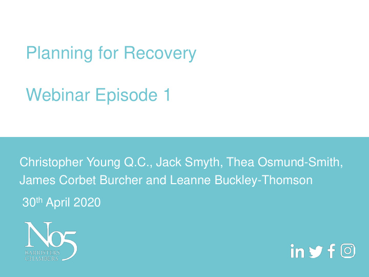 planning for recovery