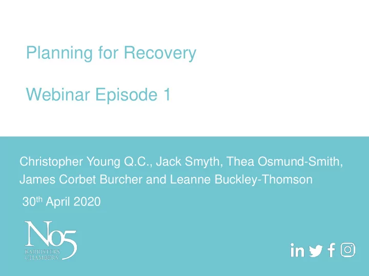 planning for recovery
