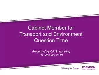 Presentation Title  Transport and Environment  Presented by John Smith  Question Time  Presented by