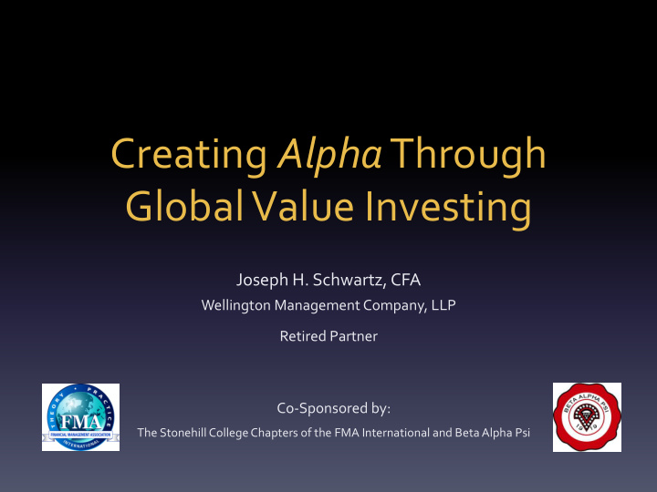 creating alpha through global value investing