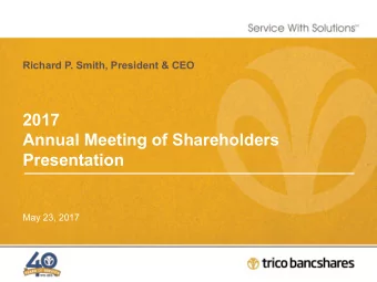 Presentation  May 23, 2017  SAFE HARBOR STATEMENT  Certain comments included in this presentation