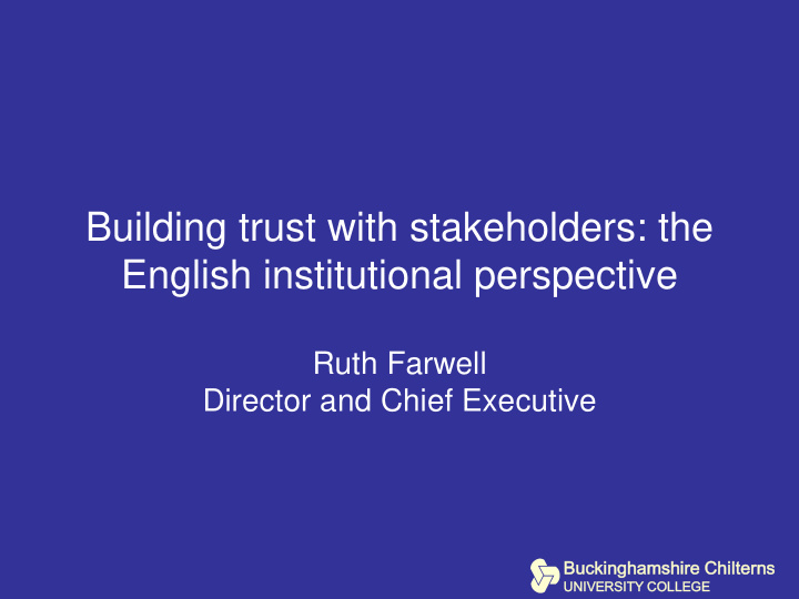 building trust with stakeholders the english