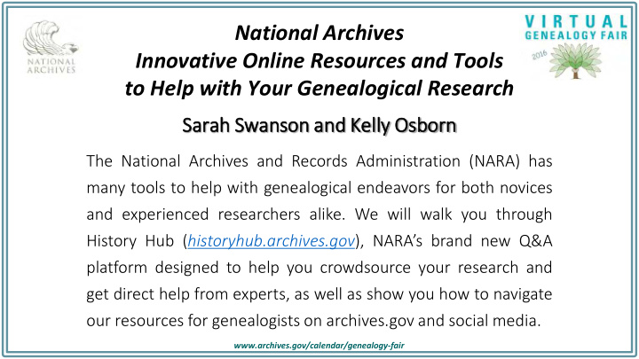 national archives innovative online resources and tools