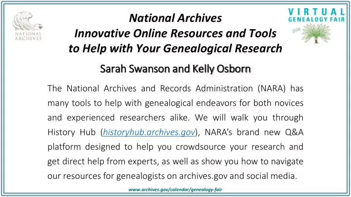 national archives innovative online resources and tools
