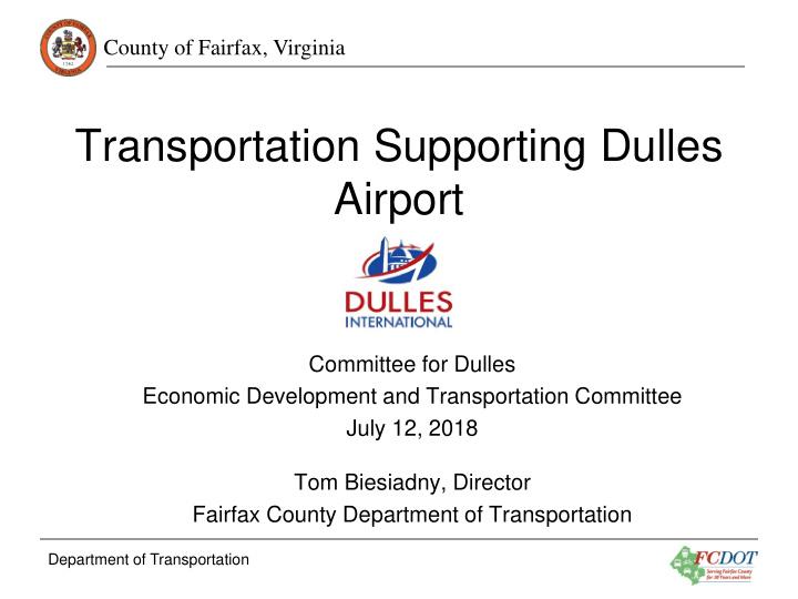 transportation supporting dulles airport