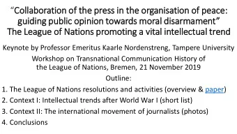 Col  Collaboration of  of th  the press in  in th  the or  organisation of  of peace:  guiding