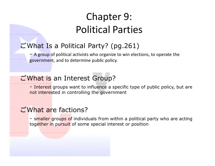 chapter 9 political parties