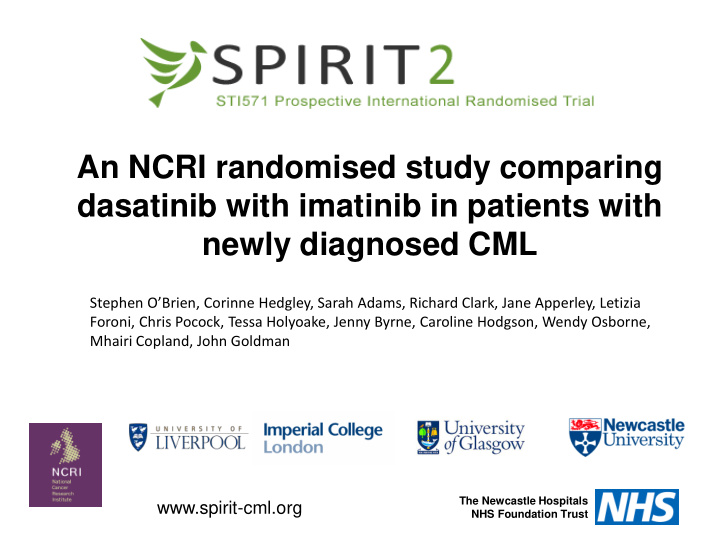 an ncri randomised study comparing dasatinib with