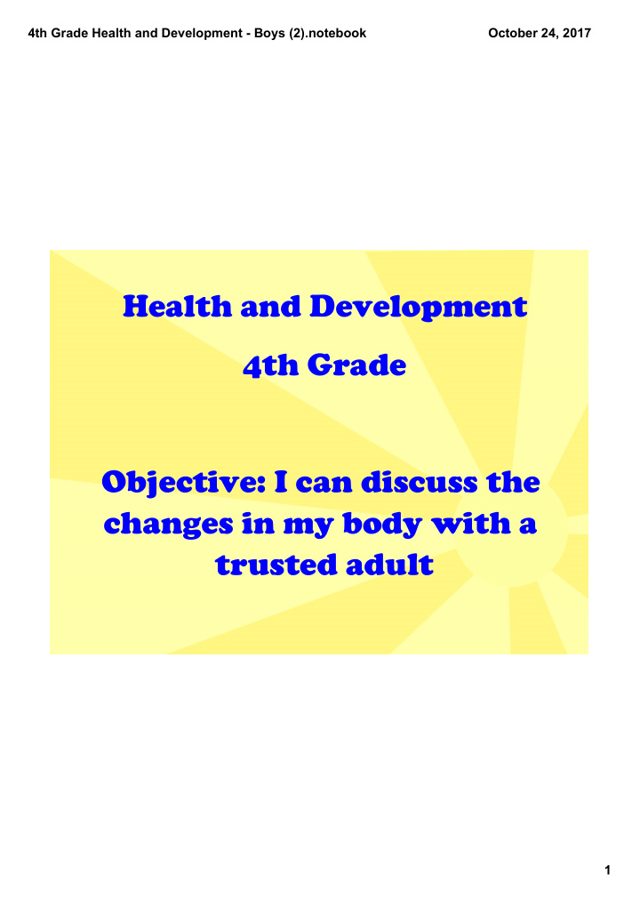 health and development 4th grade objective i can discuss