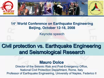 14 World Conference on Earthquake Engineering  Beijing, October 12-18, 2008  Keynote  speech