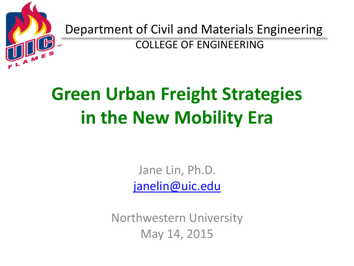 green urban freight strategies in the new mobility era