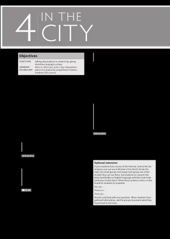 4  CITY  Objectives  Answer  the Eifg  el Tower and the Statue of Liberty  FUNCTIONS  talking about