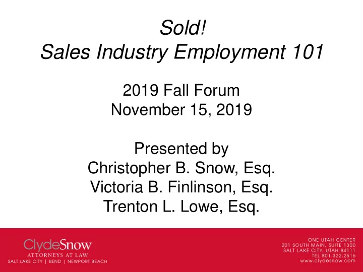 sold sales industry employment 101