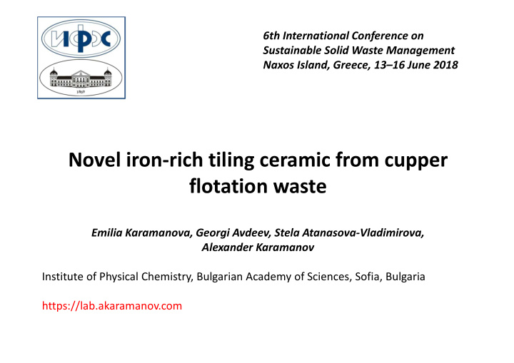 novel iron rich tiling ceramic from cupper flotation waste