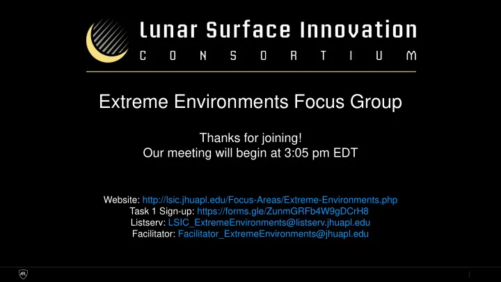 extreme environments focus group