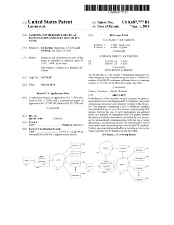 N Destination i?  108  US 8,687,777 B1  Page  2 Related U.S. Application Data 5,572.581 A 1 1/1996