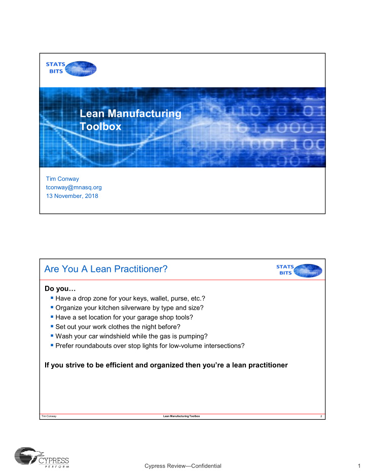 lean manufacturing toolbox