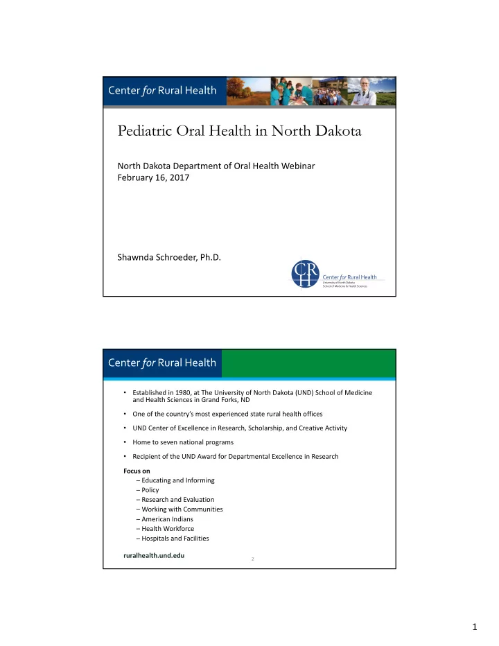 pediatric oral health in north dakota