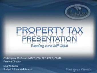Christopher M. Quinn, MACC, CPA, CFE, CGFO, CGMA  Finance Director  Lina Williams  Budget &amp;