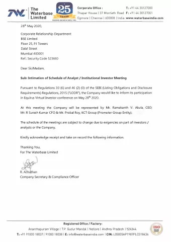 &quot;9!12 Corporate Office ,  T, +91 44 30127000   The Thapar House I 37 Montieth Road F: