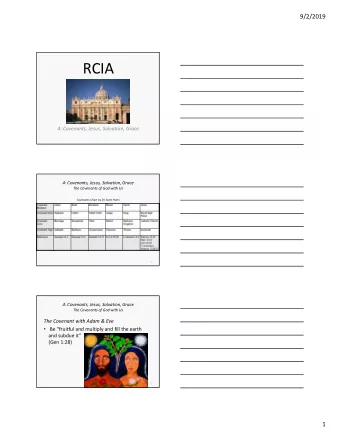 RCIA  4: Covenants, Jesus, Salvation, Grace  4: Covenants, Jesus, Salvation, Grace  The Covenants