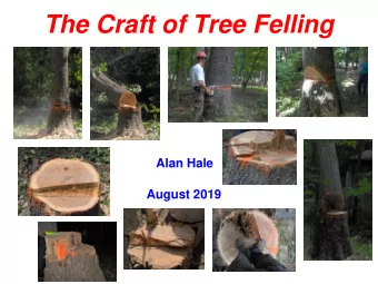 The Craft of Tree Felling  Alan Hale  August 2019  Outline  Felling in the Direction of Slight Lean