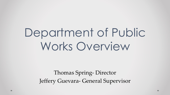 department of public works overview